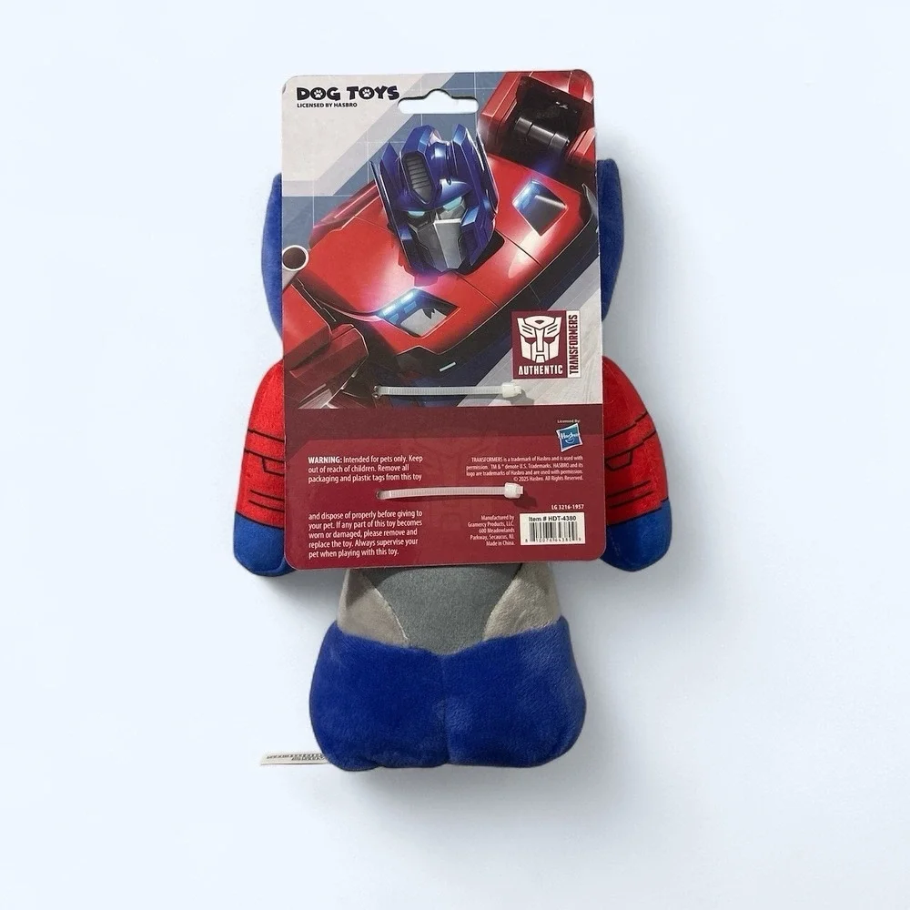 Hasbro Optimus Prime Crunch & Squeak Transformers Dog Toy Red/Blue BRAND NEW